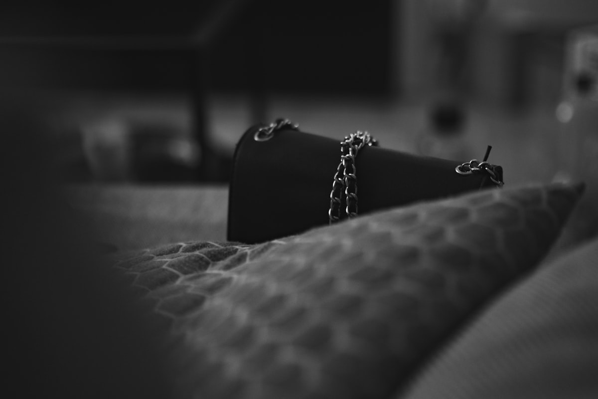 a black purse sitting on top of a bed related to The Dark Truth About Under Bed Restraints