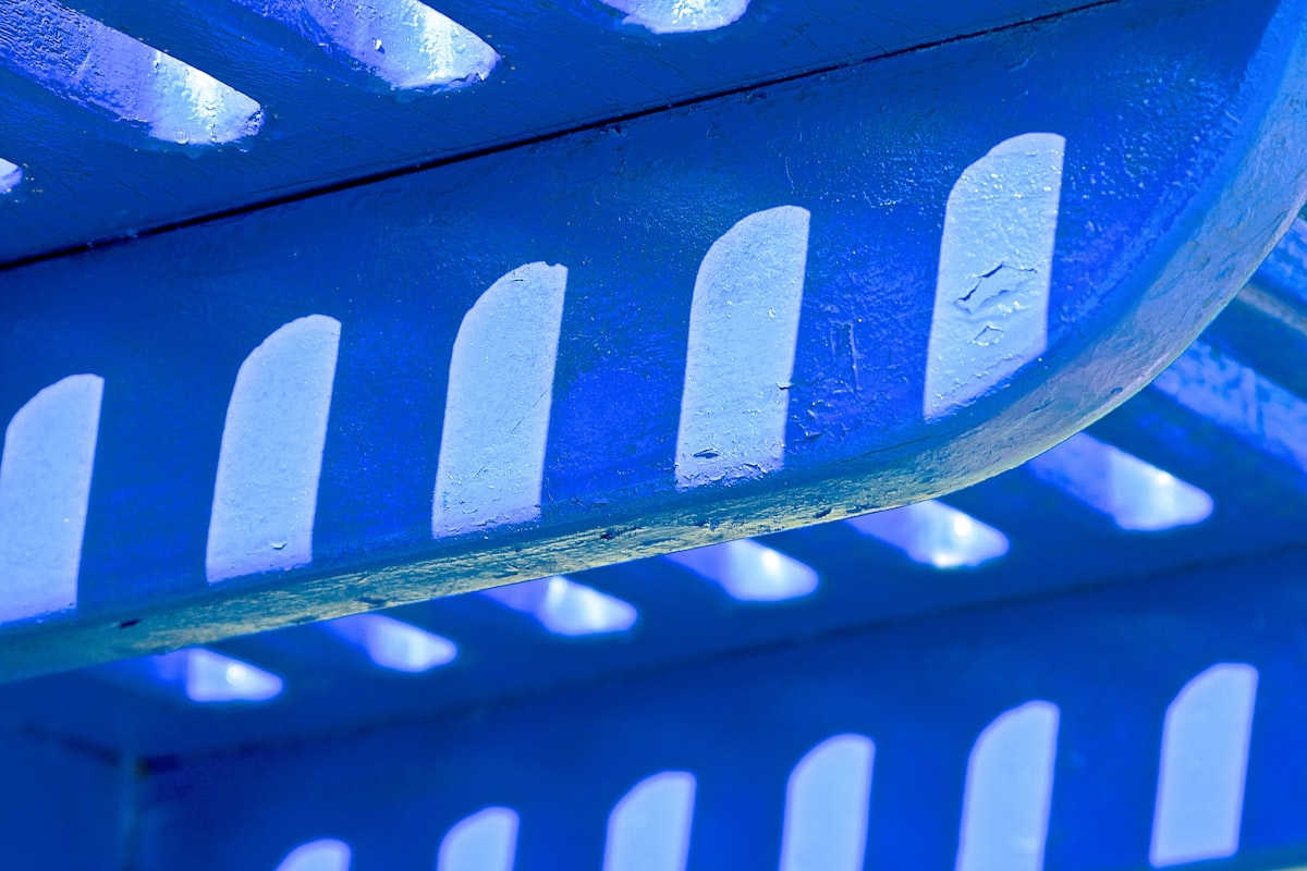 a close up of a blue and white bench related to Get a Golden Glow on a Budget: Used Tanning Beds for Sale