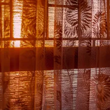 a close up of a sheer curtain with leaves on it related to Brown Sheer Valance