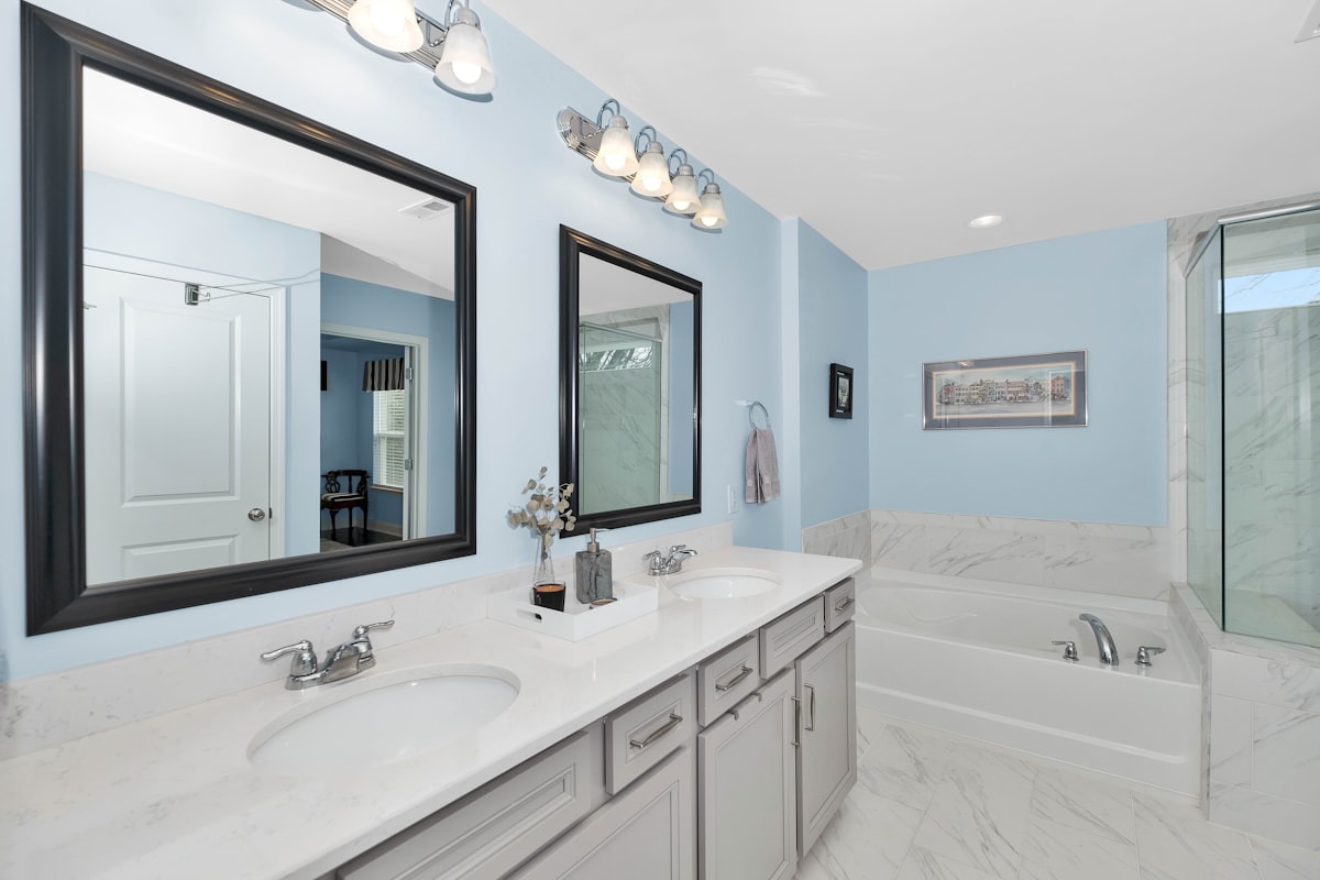 a double sink and large mirror related to Exploring the Deals at Bed Bath & Beyond in Charlotte, NC