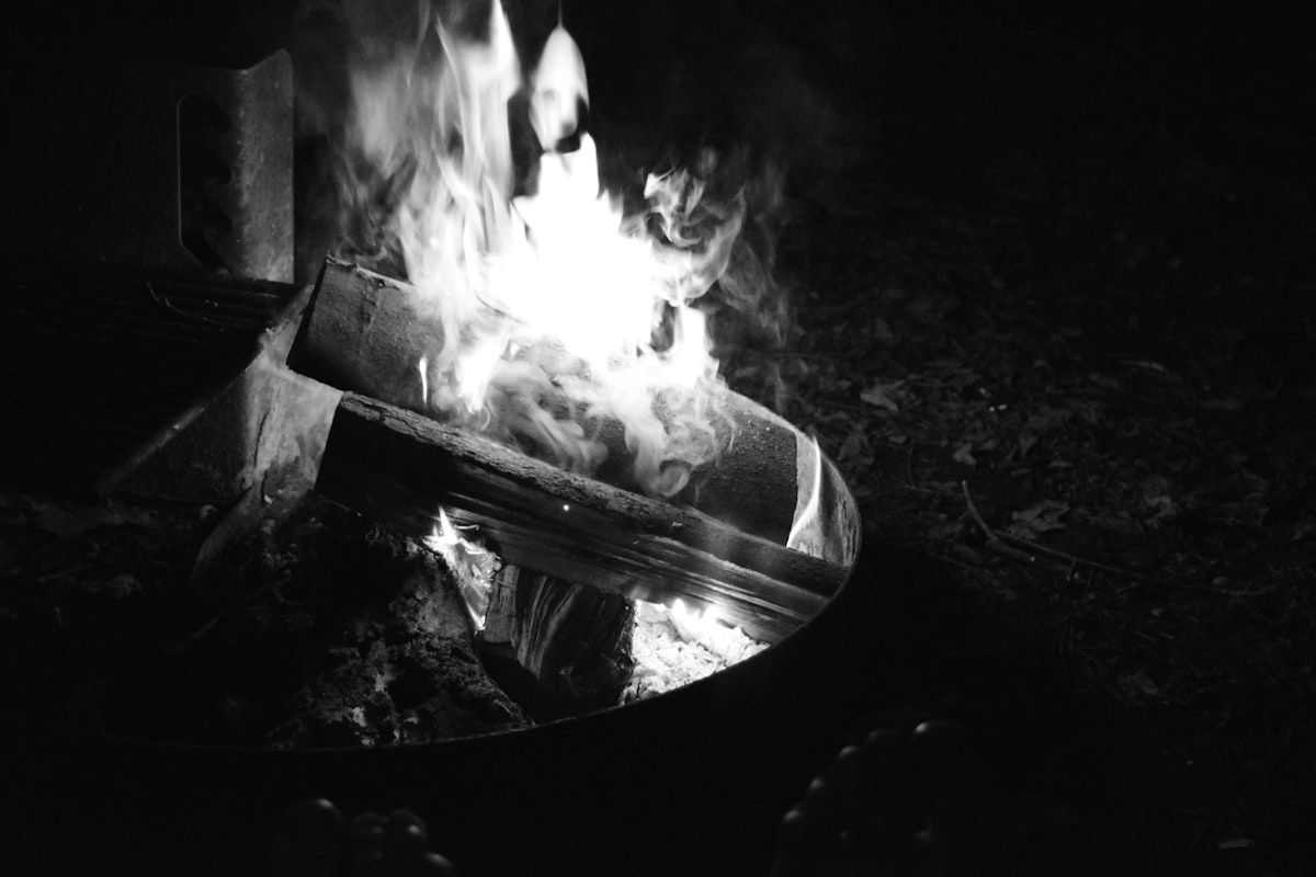 a fire burning in the middle of a forest related to Enhancing Your Outdoor Space with the Perfect Fire Pit