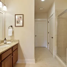 A large bathroom with a walk in shower related to Exploring the Perfect Home Layout