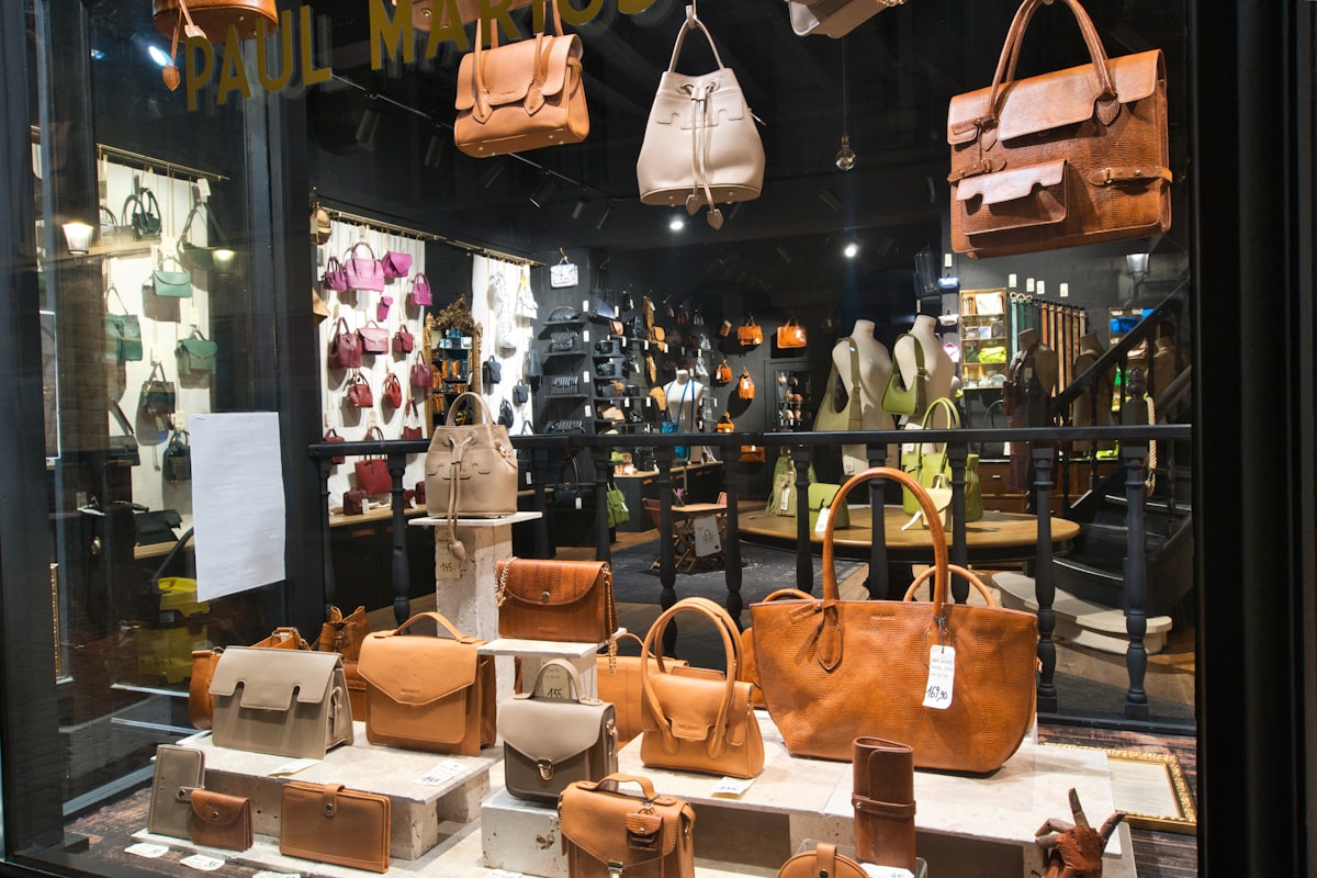 A leather bag shop in Brugge. related to Leather Valances for Windows