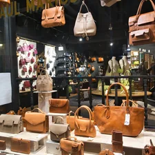 A leather bag shop in Brugge. related to Leather Valances for Windows