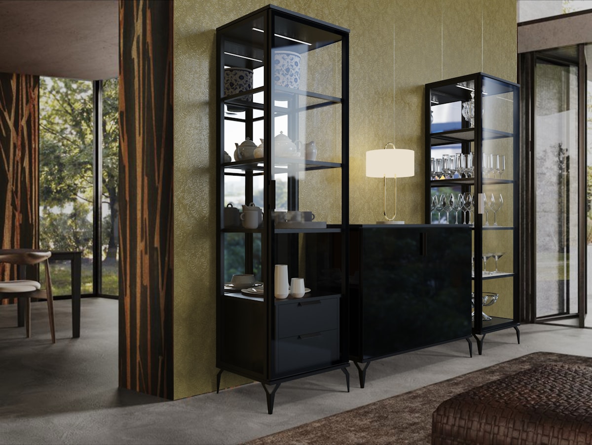 a living room filled with furniture and a large window related to Elegance Redefined: Italian Sideboards and Buffets