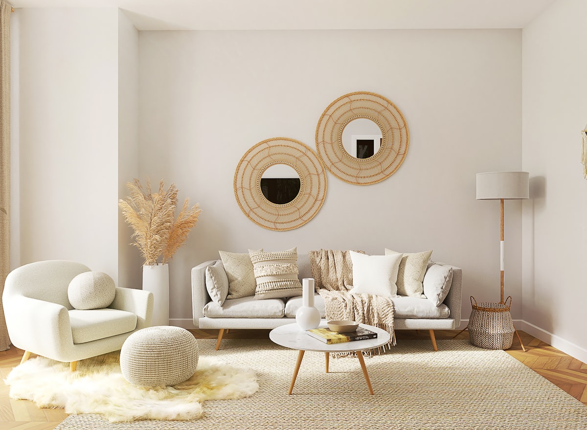 a living room filled with furniture and a mirror related to Upgrade Your Home Decor with Burgundy Curtains and Valance