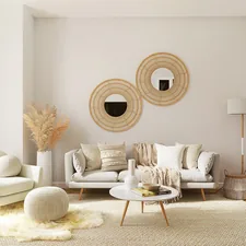 a living room filled with furniture and a mirror related to Upgrade Your Home Decor with Burgundy Curtains and Valance