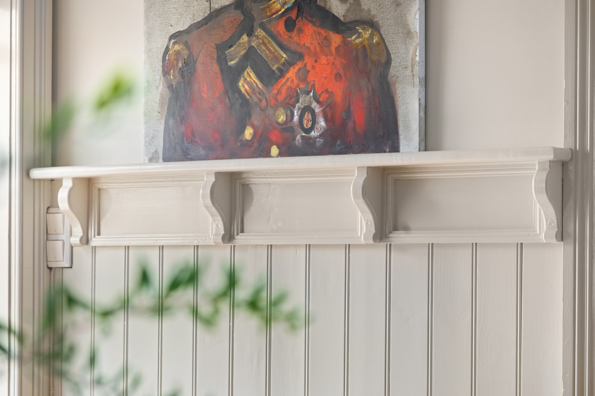 A painting of a soldier on a shelf related to How to Make a Cornice Board Valance