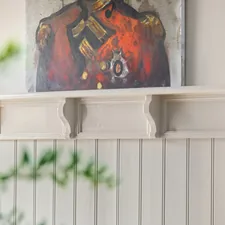 A painting of a soldier on a shelf related to How to Make a Cornice Board Valance