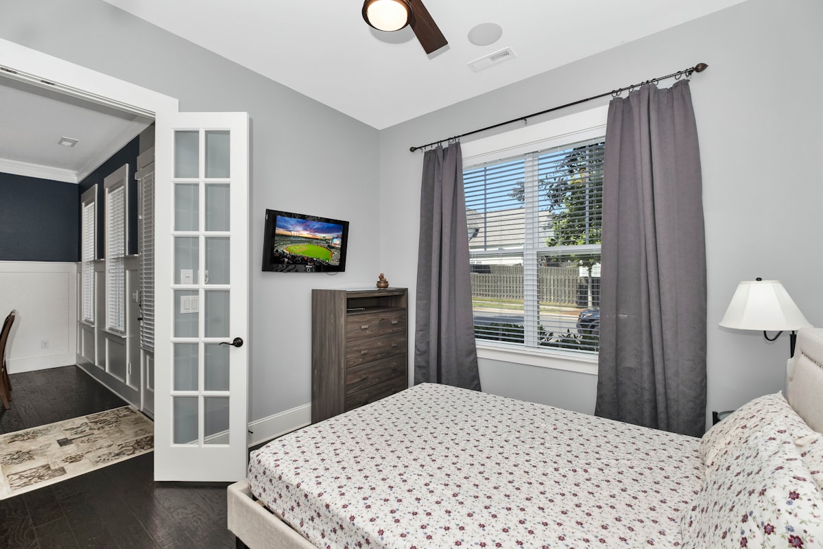 a photo of a bedroom related to Grey Bed Valance: Add Sophisticated Style to Your Bedroom