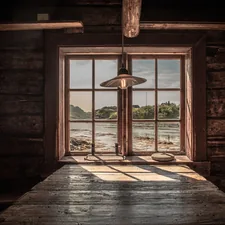 a room with a large window related to Define a Rustic Atmosphere