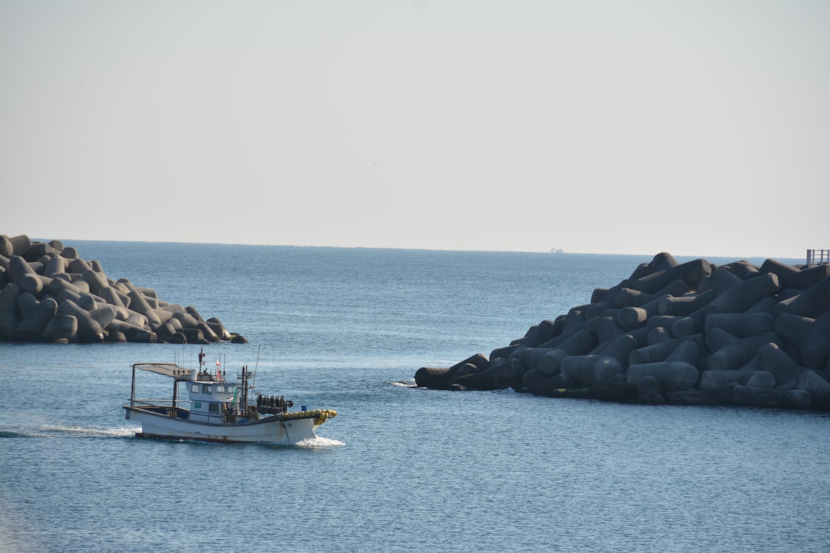 a small boat in a large body of water related to Coastal Charm: Seashore and Nautical Window Valances