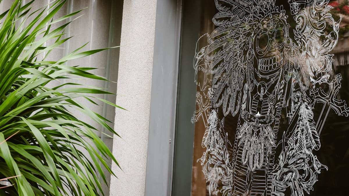 a statue of a skeleton related to Crochet Curtain Valance