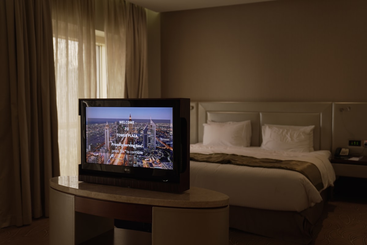 A view from a luxury hotel room related to The Ultimate Guide to Beds with Built-In TVs
