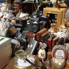 At a flea market in Split, Croatia related to Antique Coverlets for Sale
