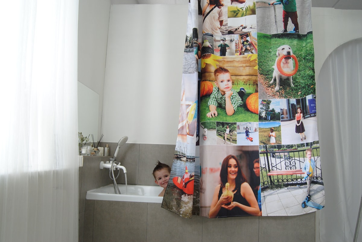 Bath taking will be more fun with curtain with your photos. Order on daki.market related to Finding the Perfect Match: Shower Curtain and Valance Combos