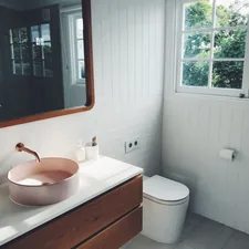 Bathroom related to Elevate Your Bathroom Style with Toile Valance Curtains