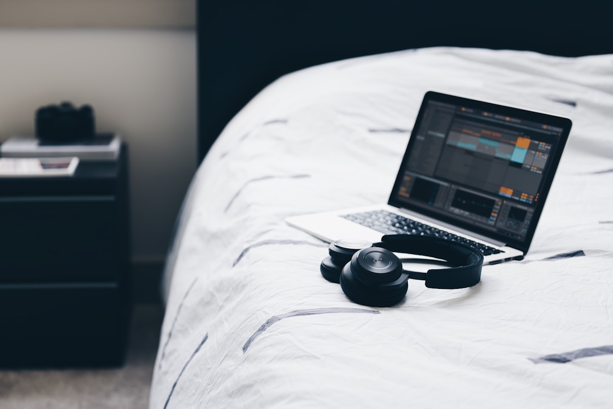black and gray laptop related to Disc-o-Bed Cam-o-Cot Bunk Beds: The Ultimate Camping Solution