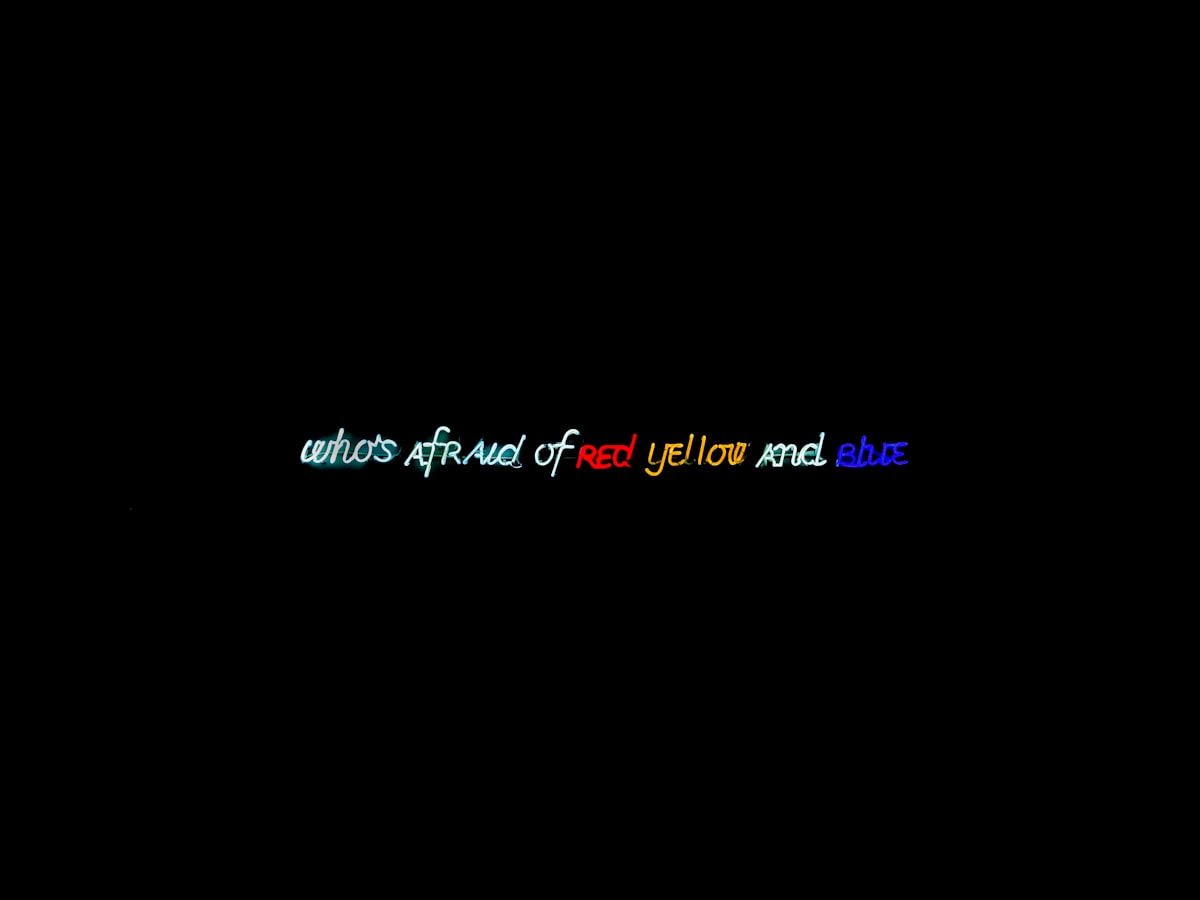 black background with whats afraid of red yellow and blue text related to Add a Pop of Color to Your Space with a Hot Pink Valance
