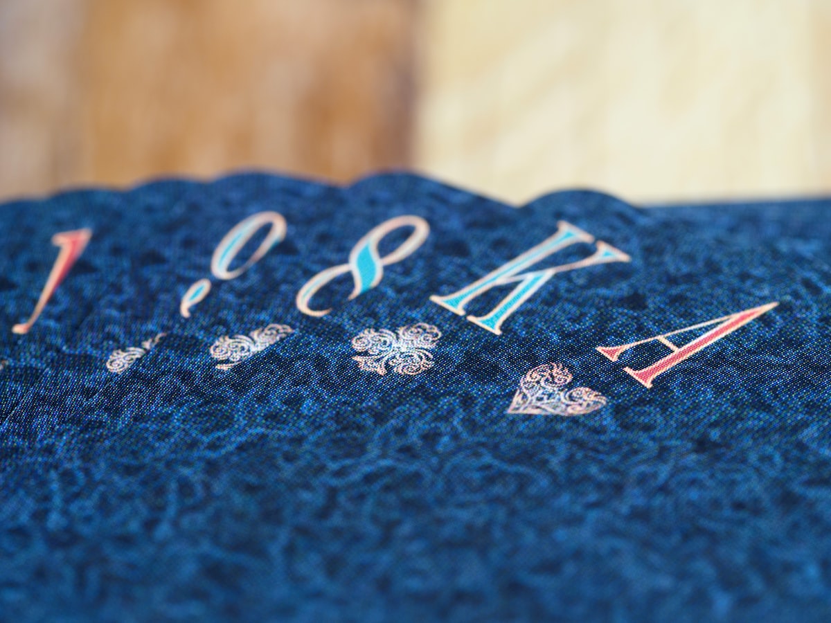 cards, playing cards, gambling, close up, bokeh, wood background, product shot, focus, deal, 
 related to Pamper Your Pooch with Style: The Ultimate Guide to Monogrammed Dog Beds