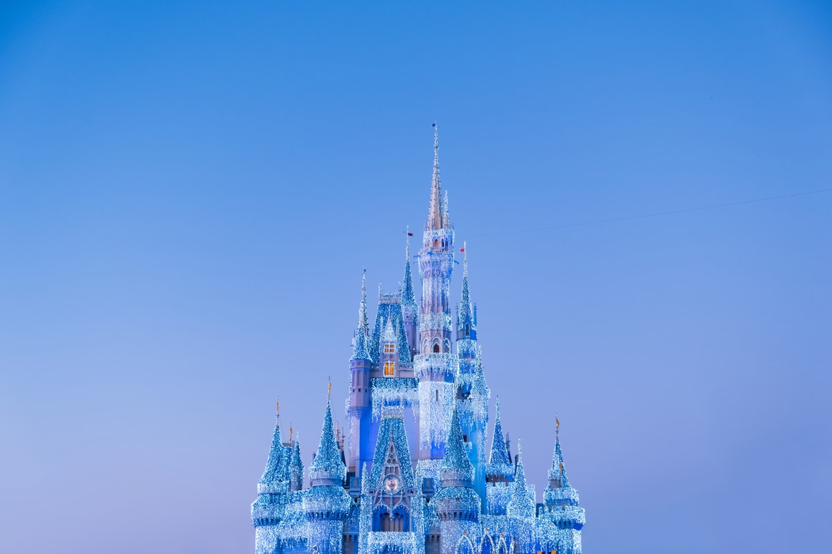 Cinderella Castle Dream Lights shortly before sunset from a recent trip to Walt Disney World. related to Elegance for Your Home: Disney Princess Window Valance Inspiration