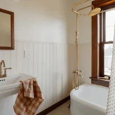 Farmhouse bathroom 2/3 (IG: @clay.banks) related to Elegant Bathroom Valance Curtains for a Touch of Sophistication