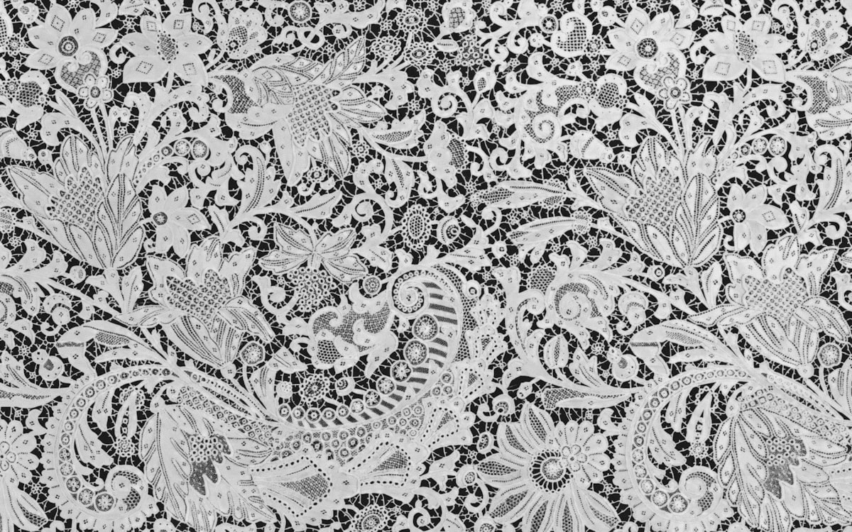 FlounceDate: 1875/1900 Artist: Possibly made by Auguste Lefébure (French, born 1864) France, Bayeux https://www.artic.edu/artworks/50495/flounce related to Elegant Sleeping Spaces: Black and White Paisley Bedding