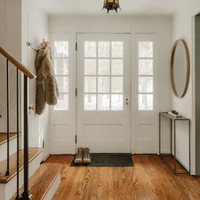 Foyer (IG: @clay.banks) related to Elevate Your Entryway: Stylish Small Entryway Tables to Welcome You Home