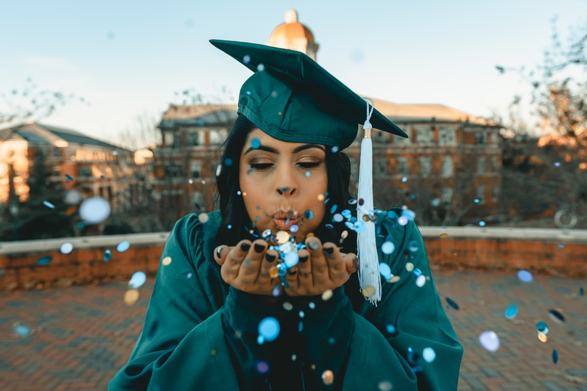 Graduation Celebration at UNC Charlotte, with confetti! (1/2) [ IG: @clay.banks ] related to Elevate Your College Experience with Stylish Macy's Dorm Bedding
