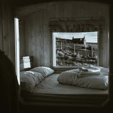 grayscale photo of bed with pillows related to Bed Bath & Beyond Window Valances