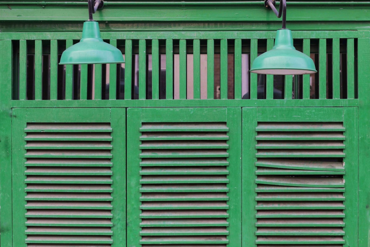 Green Wooden Shuttered Vintage Shopfront related to Lime Green Window Valance