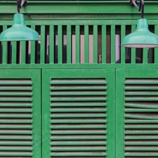 Green Wooden Shuttered Vintage Shopfront related to Lime Green Window Valance