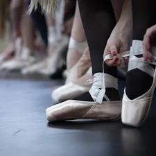 I got to take photos at a dance school and found lacing up ballet shoes and dancing with them incredibly fascinating. related to Enduring Elegance