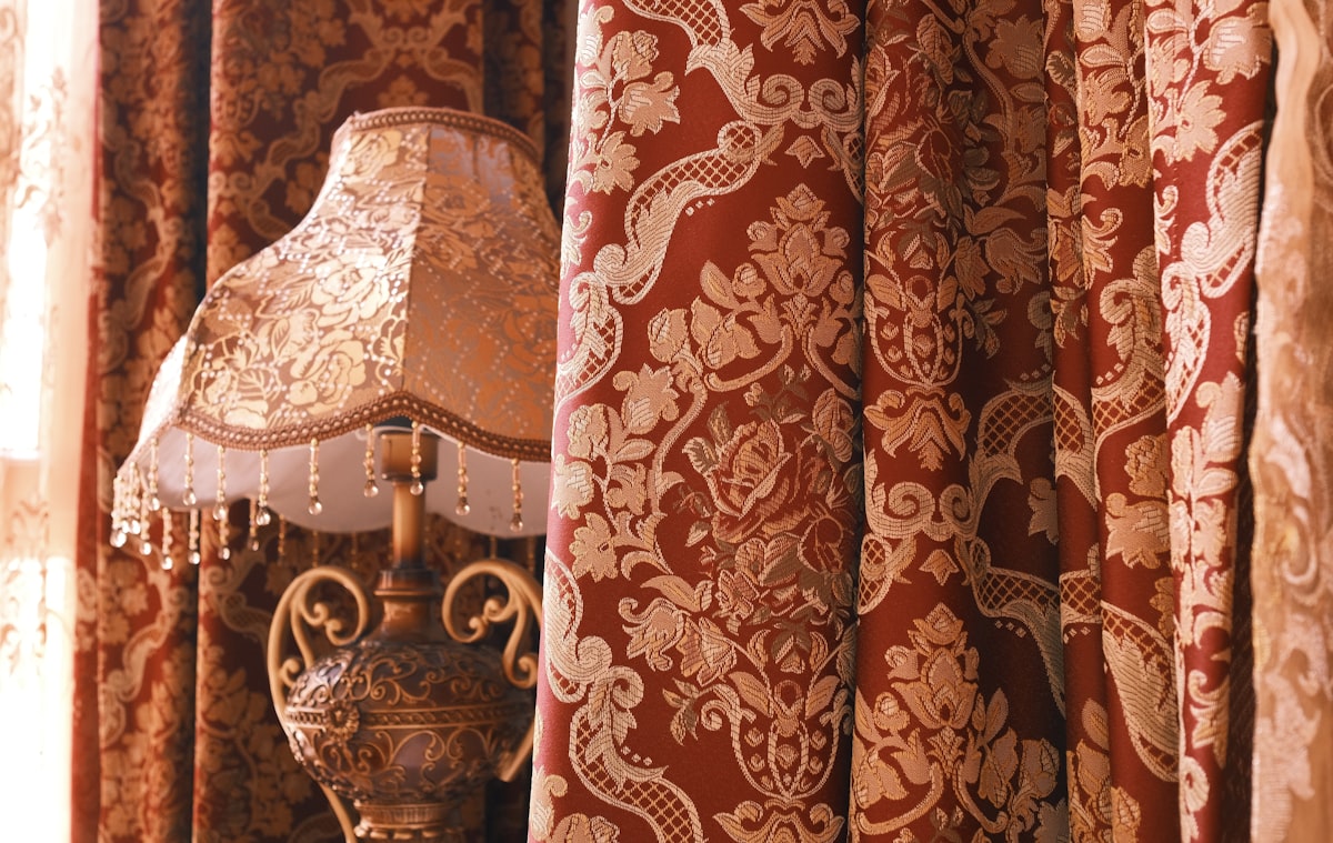 Lamp and curtain related to Country-Style Valances & Curtains