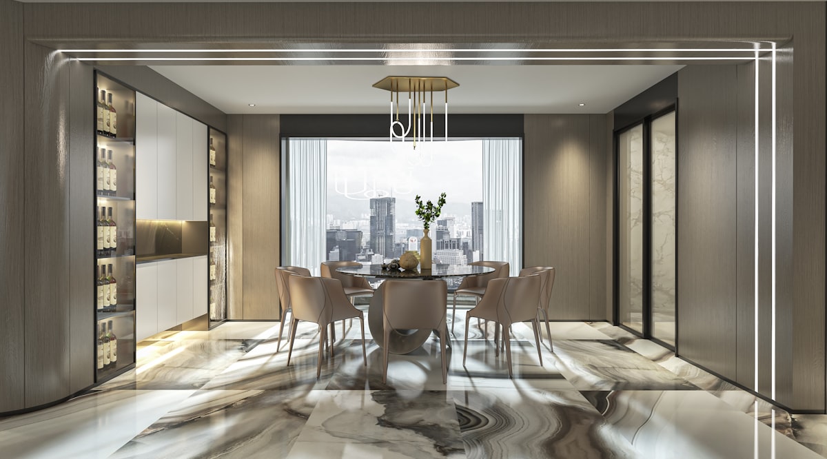 living room White and Gray Living Room with Modern Furniture concepts 3d illustration related to Elevate Your Dining Room with the Perfect Curtains and Valances