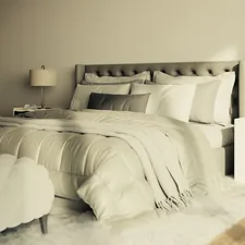 Luxurious bedroom with tufted headboard and plush bedding. related to Elevate Your Bedroom with a Platform Bed with Headboard
