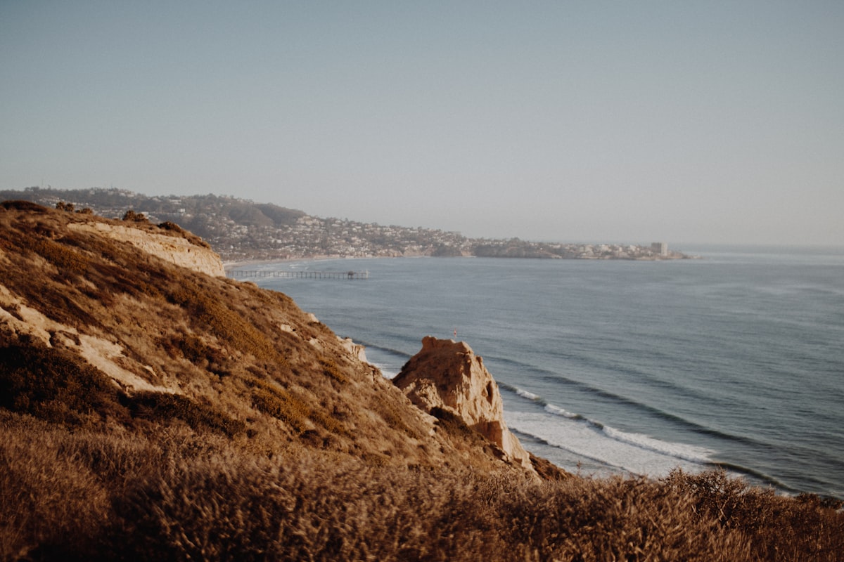mountain beside sea under white sky related to Discover the Charm of Bed and Breakfasts in Southern California