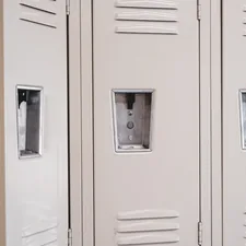 One open locker in a hallway. related to Transform Your Entryway with Stylish and Functional Storage Locker Furniture