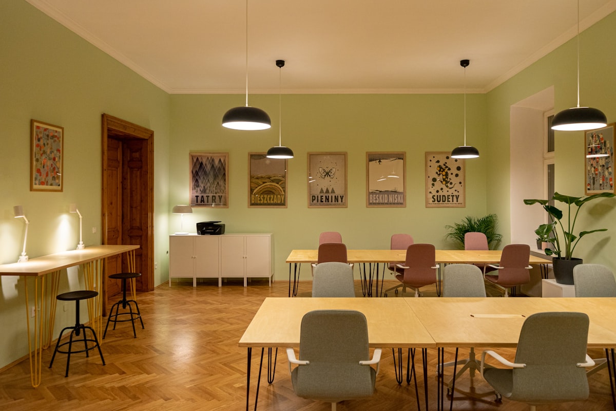 people sitting on chairs inside room related to Elevate Your Space with Lime Green Valances