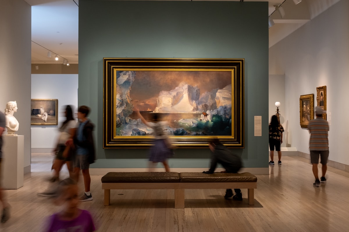 People viewing art in a museum gallery related to Idea Gallery for Valances