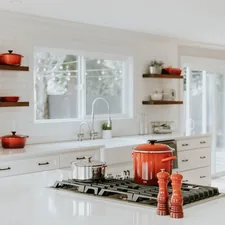 peppermill beside cooking pots related to Elevate Your Kitchen Style with Blue Kitchen Valances