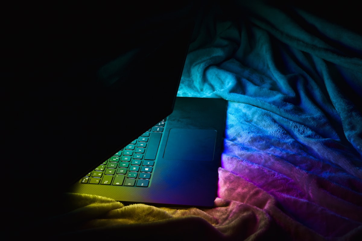 Rainbow outlined laptop related to Bed Bath and Beyond Cyber Monday Deals