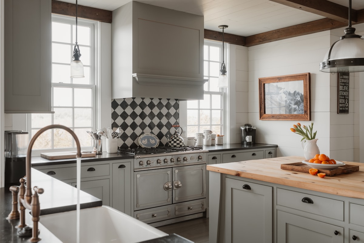 Restored modern kitchen (IG: @clay.banks) related to Country Kitchen Valances: Add Charm to Your Windows
