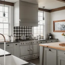 Restored modern kitchen (IG: @clay.banks) related to Country Kitchen Valances: Add Charm to Your Windows
