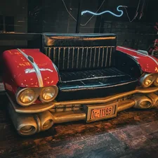 Retro Car-Themed Sofa in a Stylish Café Interior related to Sleep in Style: The Twin Car Bed That Revs Up the Room