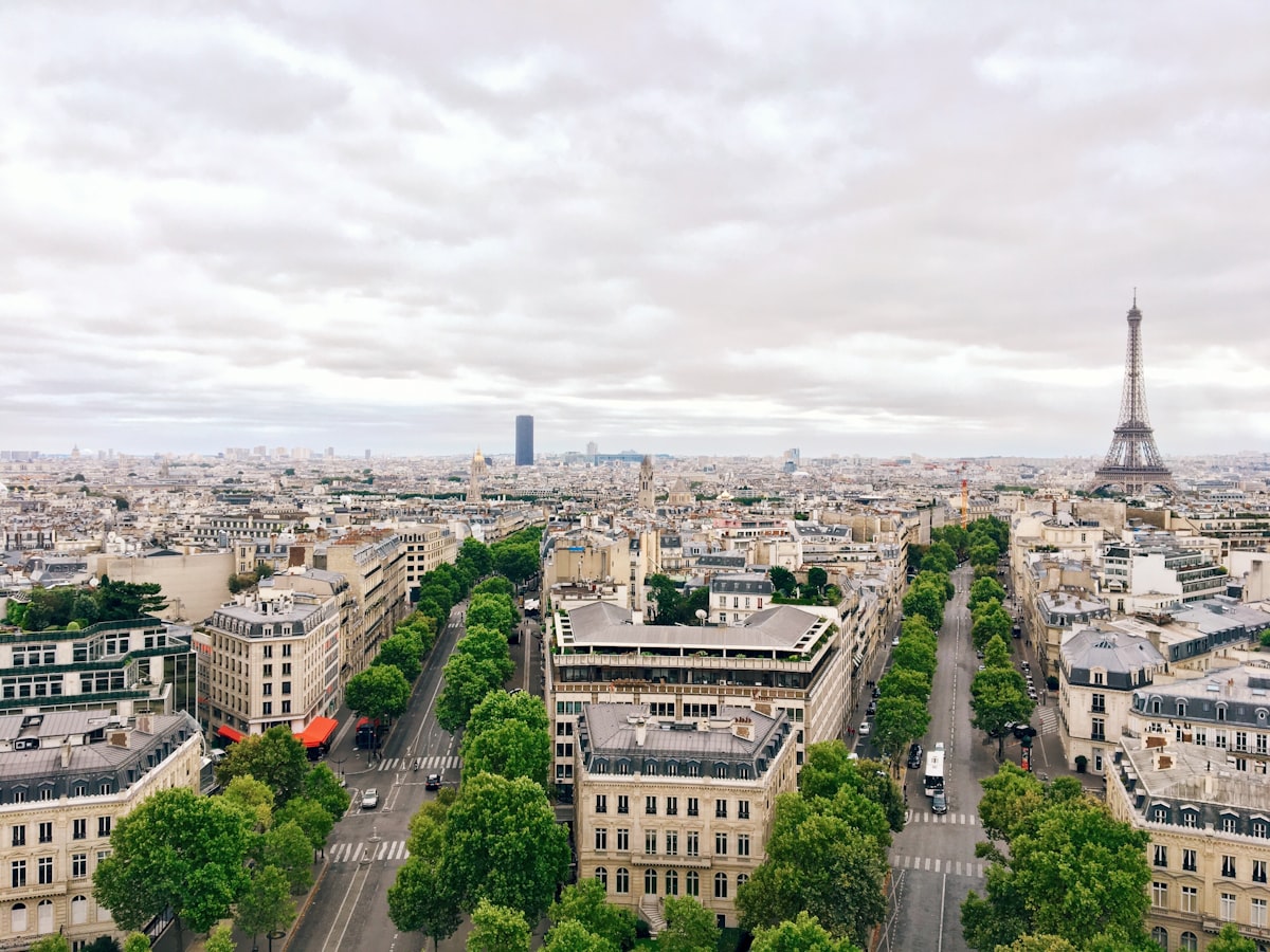 Shot on a cloudy day (12.) in August 2016 in Paris, France at 15:14. The photo was taken at the Arc de Triomphe. You can see some of Paris‘ main sights such as Tour Eiffel, Montparnesse Tour and Sacré cœur. related to Transform Your Bedroom with Paris Bedding Queen: Elegant Styles for Every Taste