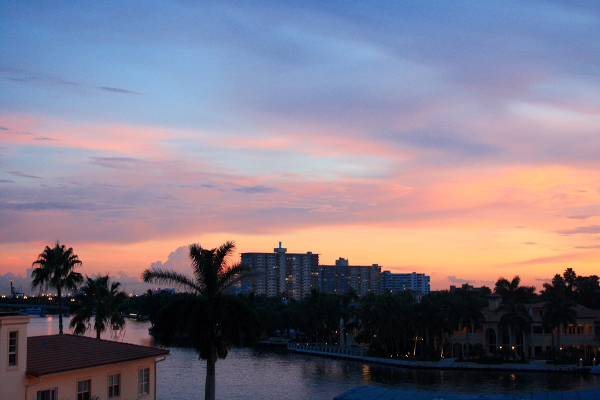 Sunset in Lauderdale water color sky related to Bed Bath and Beyond Florida Locations and Shopping Experience
