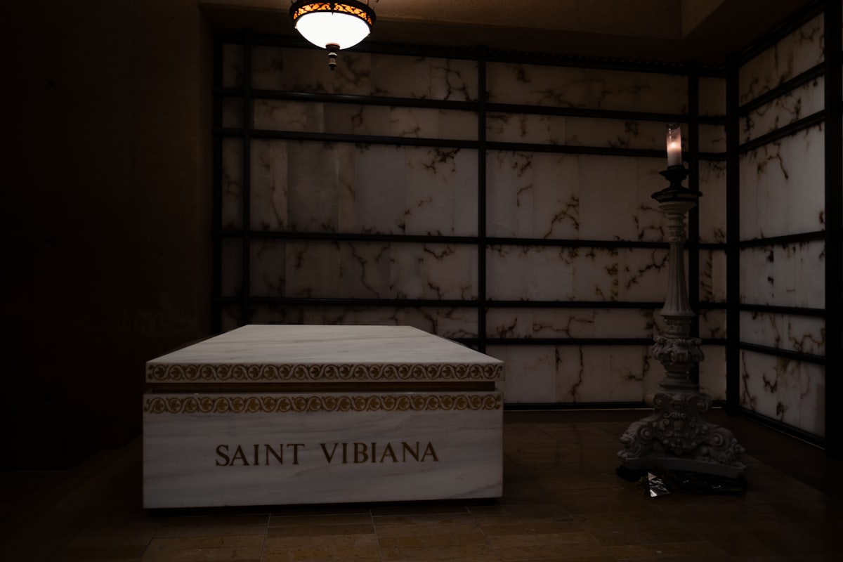 The tomb of Saint Vibiana in Los Angeles. related to Sleep Like a Saint: Elevate Your Slumber with Saints Bed Sets