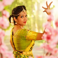 Vinatha posing during one of her photoshoots  related to Discover the Elegance of Martha Stewart Bedding Collection