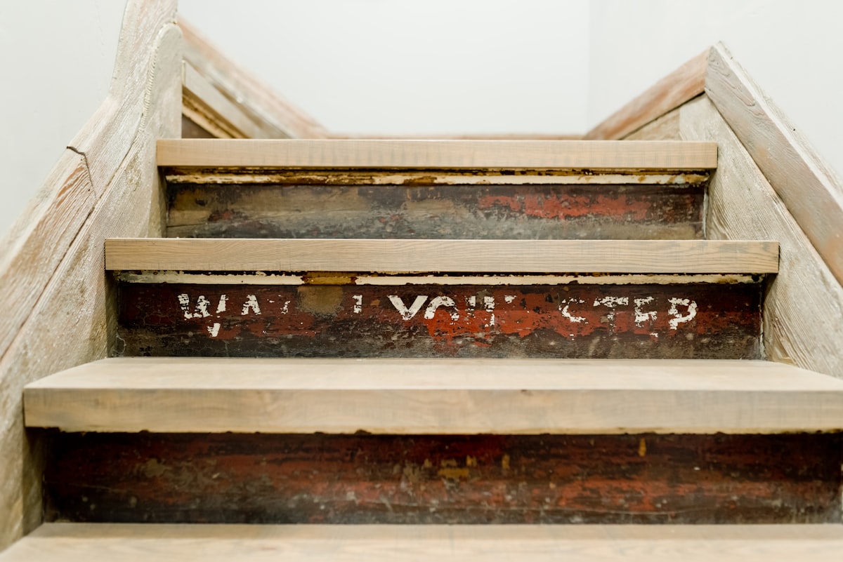 Watch your step! Old stairs in a remodeled building in Logan, utah related to DIY Wooden Valances: A Step-by-Step Guide